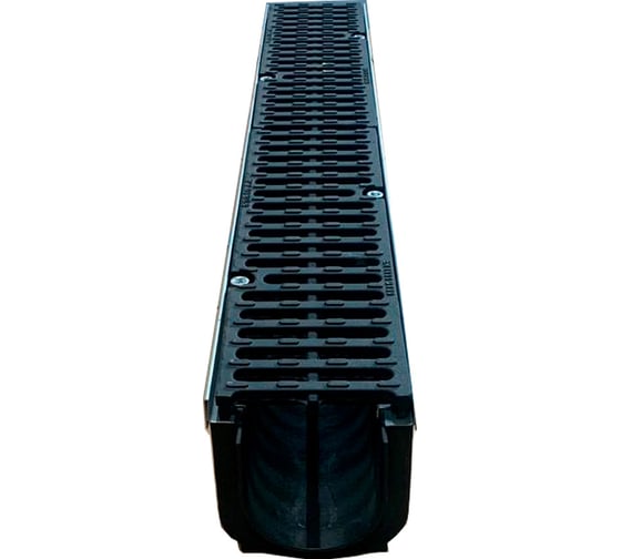 Лоток пластиковый Gidrolica Super dn100, h154 с решеткой чугунной класса d400 800109D