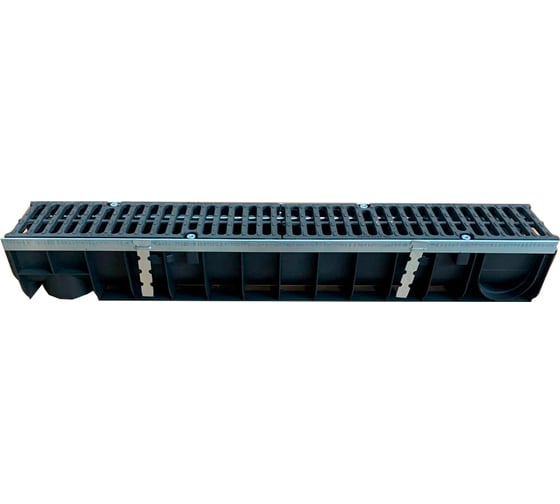 Лоток пластиковый Gidrolica Super dn100, h154 с решеткой чугунной класса d400 800109D