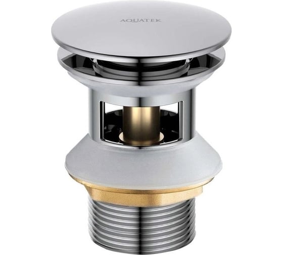 Сливной набор для раковины AQUATEK Push-open с переливом, крышка круглая AQ6002CR 00000135502 1