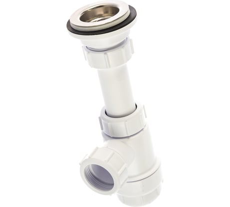 Бутылочный сифон McAlpine 1 1/4"'x32 мм, с выпуском 60 мм, нержавеющая решетка, пробкой MRW2L