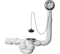 Слив-перелив McAlpine неразборный с раздвижным переливом, L380-700 х 34 мм, нержавеющая решетка, пробкой и цепью, MRB1-EX