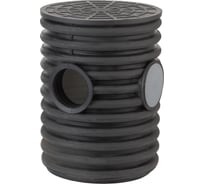 Колодец дренажный смотровой Рувинил 460/400x2000 мм с тремя выходами 110 мм, дном и полимерной крышкой КДС-460х2000