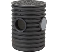 Колодец дренажный смотровой Рувинил 460/400x1500 мм с тремя выходами 110 мм, дном и полимерной крышкой КДС-460х1500