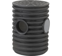 Колодец дренажный смотровой Рувинил 460/400x3000 мм с тремя выходами 110 мм, дном и полимерной крышкой КДС-460х3000