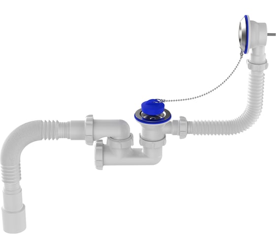 Сифон для ванны Aquant регулируемый 1 1/2"х40 с выпуском и переливом с гт 40x40/50 V255-13-MR