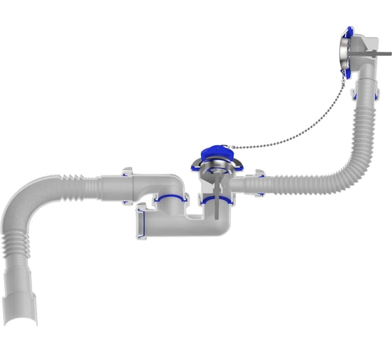 Сифон для ванны Aquant регулируемый 1 1/2"х40 с выпуском и переливом с гт 40x40/50 V255-13-MR