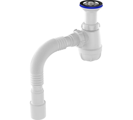 Сифон для кухни Aquant 1 1/2"х40 с удлинённой горловиной с мет.реш. c г.т. 40x40/50  B0515-17-MR