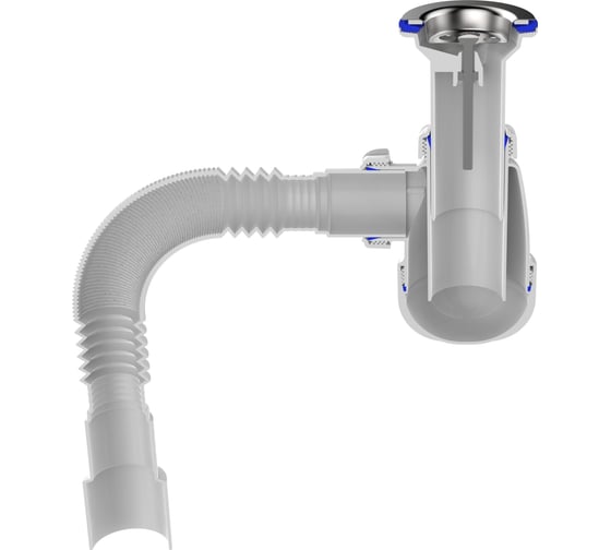 Сифон для кухни Aquant 1 1/2"х40 с удлинённой горловиной с мет.реш. c г.т. 40x40/50  B0515-17-MR
