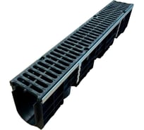 Лоток пластиковый Gidrolica Super DN100, h204 с решеткой чугунной класса D400 802109D