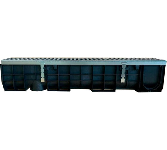 Лоток пластиковый Gidrolica Super DN100, h204 с решеткой чугунной класса D400 802109D