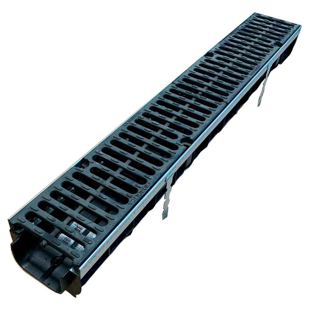 Лоток пластиковый Gidrolica Super DN100, h99 с решеткой чугунной класса ...