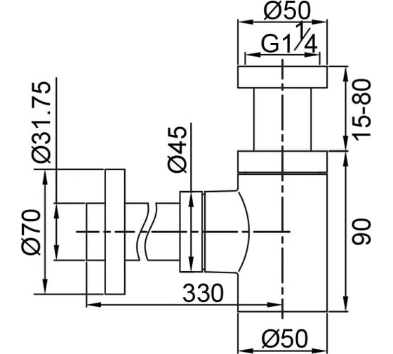 Сифон для биде Veragio Sbortis 95-160 см, 1 1/4", хром VR.SBR-8115.CR