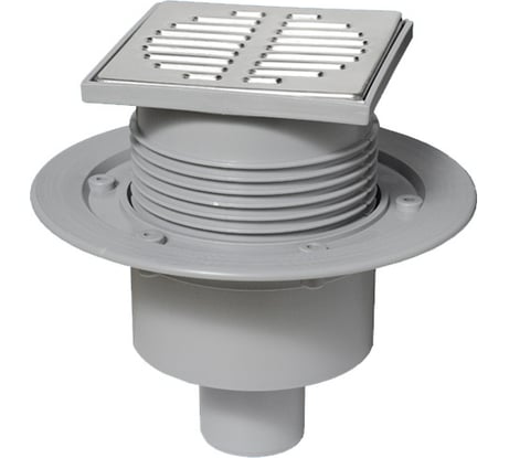 Напольный трап McAlpine 50, металлическая решетка 115х115 мм, "сухой затвор" H=87-145 мм MRFG3V-50