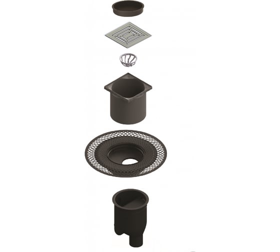 Напольный трап водосток BERGES PLATZ Uno 150х150, S-сифон, D50/105, H30/80, 48l/m 090070