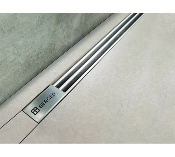 Напольный желоб водосток BERGES SUPER Slim 1000 S-сифон, D50, H60, боковой выпуск, 42l/m 091155