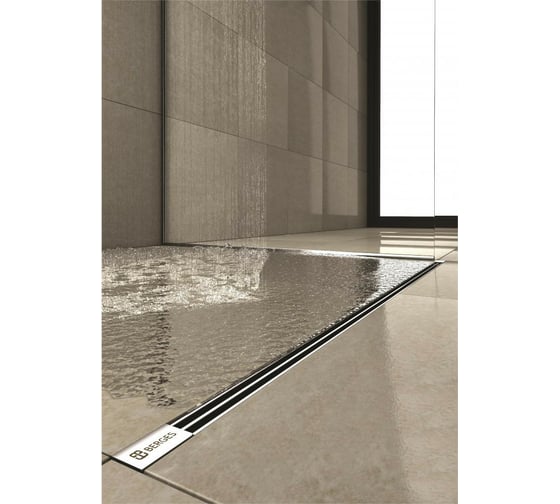 Напольный желоб водосток BERGES SUPER Slim 1000 S-сифон, D50, H60, боковой выпуск, 42l/m 090155