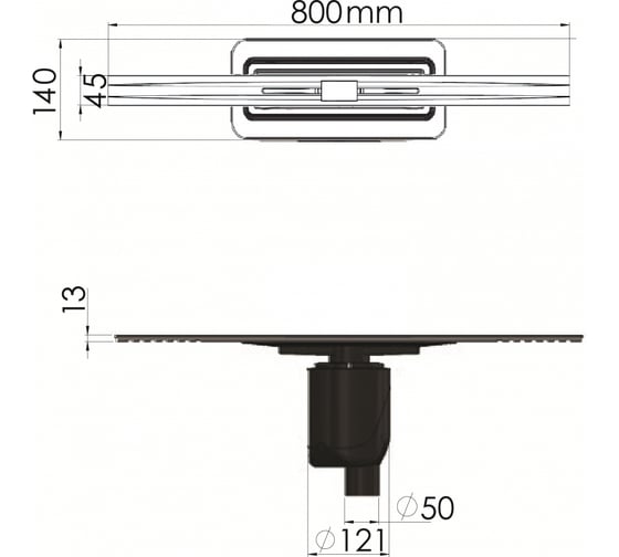 Напольный желоб водосток BERGES SIMPEL 800 S-сифон, D50/105, H30/80, 48l/m