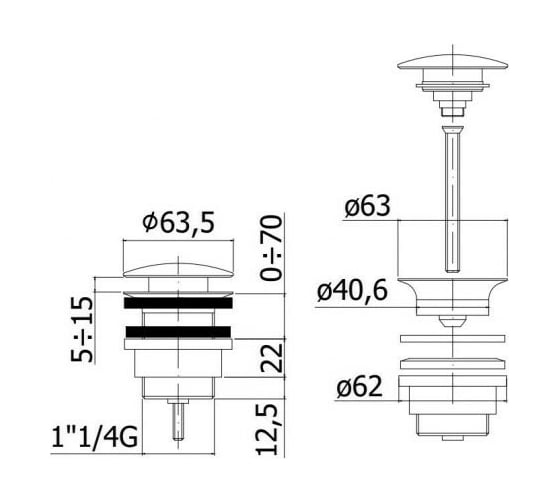 Донный клапан Paffoni 1'1/4 CLIC-CLAC, с камерой перелива ZSCA050NO 00239445