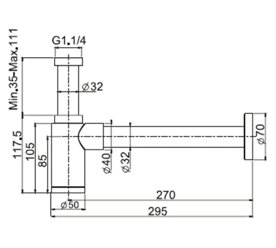 Дизайнерский сифон Fima Carlo Frattini Sottolavabo 1``1/4, цвет золото F406OR