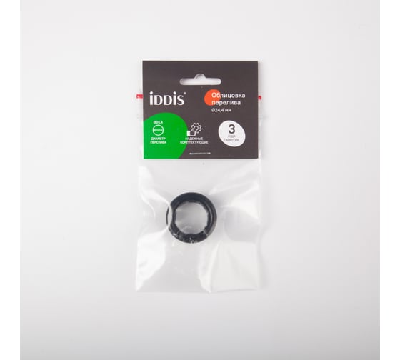 Облицовка перелива IDDIS ABS-пластик, 24.4 мм, черная, 917BL240SK
