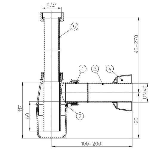 Сифон HL DN40 HL 132/40