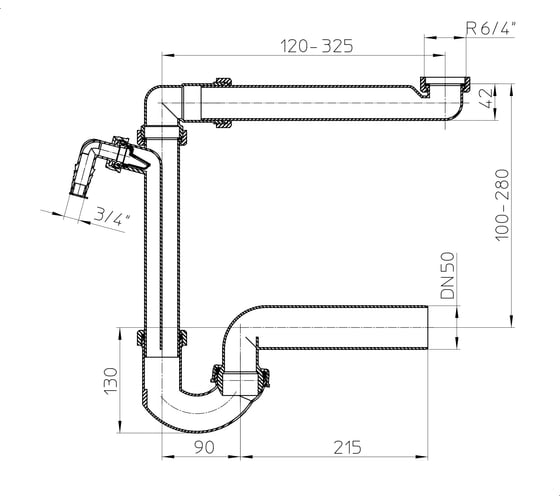 Сифон HL DN50 HL 126/50