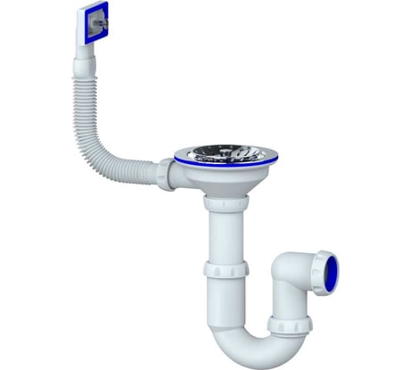 Сифон для мойки прямоточный Unicorn, выпуском 3 1/2" на (Ø 40), нержавеющая чашка Ø 112,прямоугольный перелив, без отвода Y410