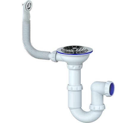 Сифон для мойки прямоточный Unicorn, выпуском 3 1/2" на (Ø 40), нержавеющая чашка Ø 112, круглый перелив, без отвода Y411