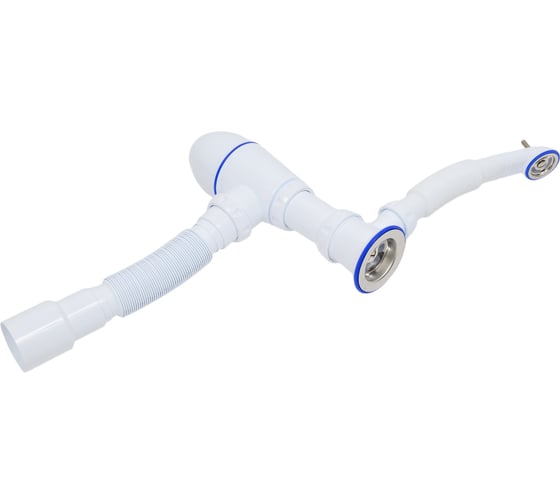 Сифон для мойки Unicorn, прикручивающийся выпуск 1 1/2" (Ø 40), круглый перелив, нержавеющая чашка, винт 6x40, отвод в канализацию Ø40×Ø40/50 В423