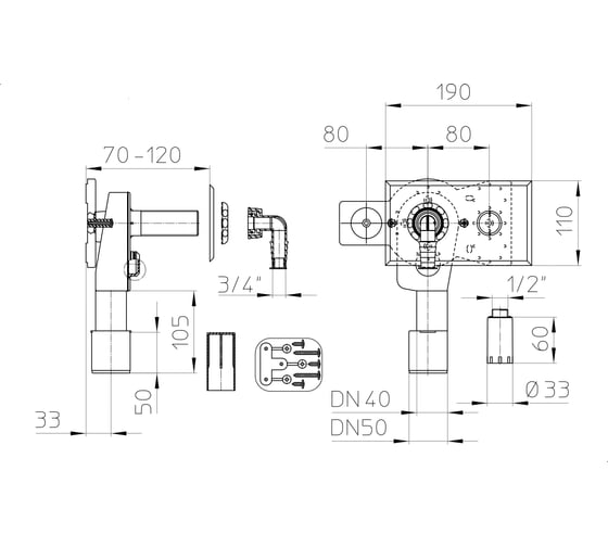 Сифон 405 без установочного уголка, DN40/50 HL 405ECO