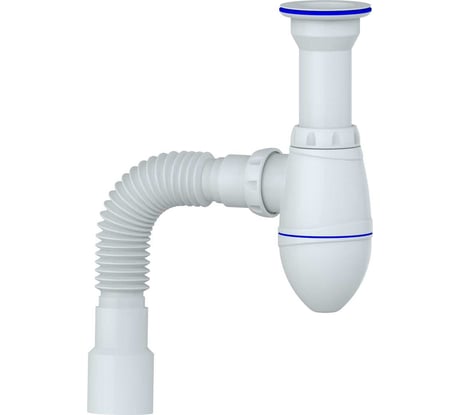 Сифон для тюльпана, умывальника Unicorn литой выпуск 1 1/2, пластиковая чашка, винт 6x85, гибкое соединение Ø40x40/50 А120P