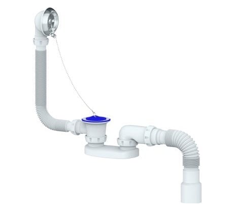 Сифон для ванны и глубокого поддона Unicorn, перелив, винты 6x40, пластиковые чашки с цепочкой, гибкое соединение Ø40x40/50 400 мм S12P