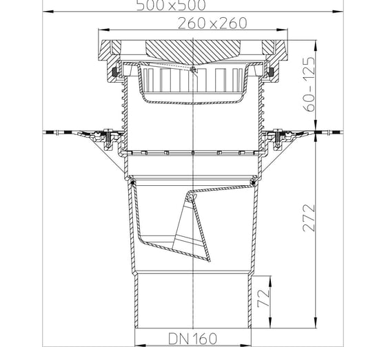 Дворовый трап HL вертикальный выпуск, DN160 HL 616.1H/5