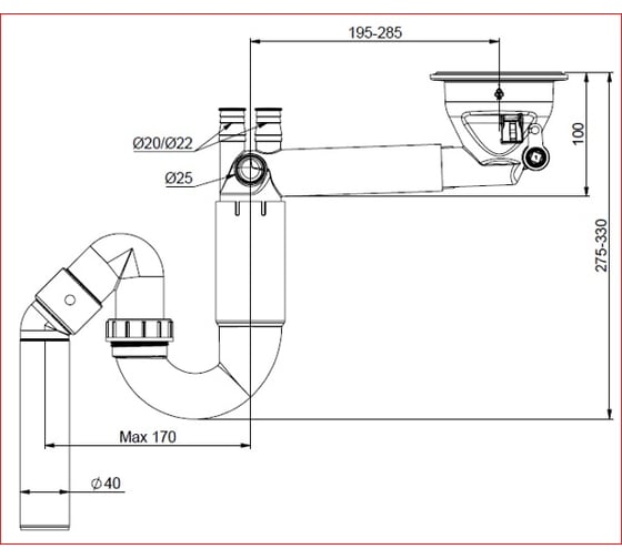 Cифон для мойки Prevex автомат P-loc PL1-R9CR5-SANT-01