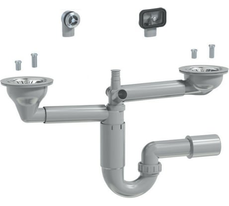 Cифон для мойки Prevex двойной P-loc PL2-D9C45-SANT-01