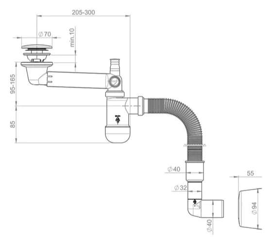 Сифон для раковины Prevex Preloc PR3-C4NF3-001