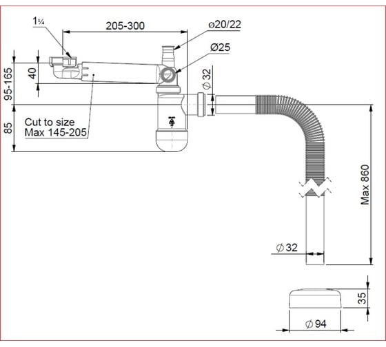 Сифон для раковины Prevex Preloc PR3-N4NF3-001