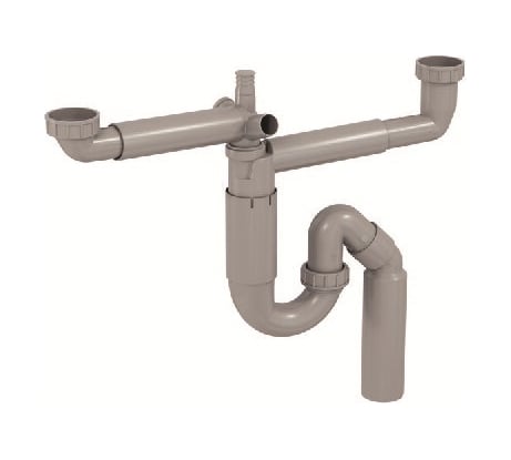 Сифон для мойки Prevex P-loc без верхней чаши, двойной PL2-N2NR5-001