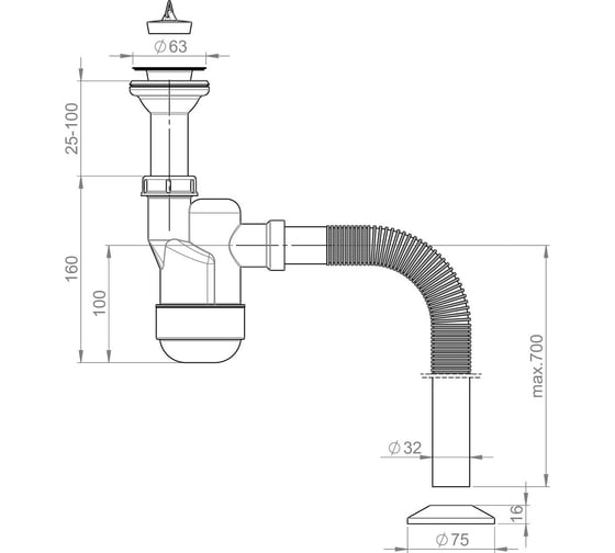 Сифон для раковины Prevex Ventloc 3035001