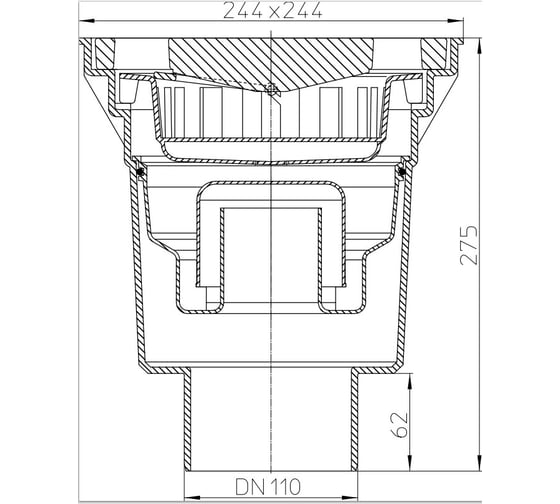 Дворовый трап с сифоном (верт. выпуск) макс. нагрузка 5-7 тонн  606W/1 HL  HL 606W/1