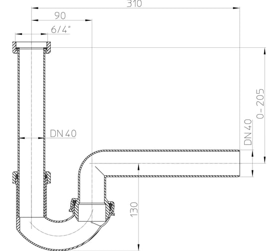 Сифон HL DN40 HL 100G/40