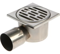 Трап душевой GRIALE, 100x100 мм, боковой выпуск, нержавеющая сталь, хром, диаметр 50 мм GR9473171