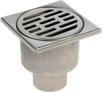 Трап душевой GRIALE, 100x100 мм, вертикальный, прямой выпуск, нержавеющая сталь, хром, диаметр 50 мм GR9541327