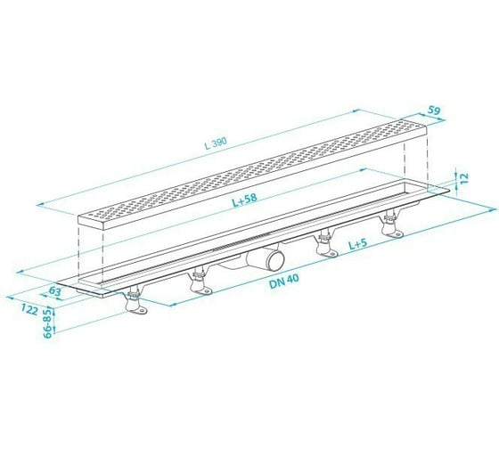 Сливной канал с сеткой из нержавеющей стали PlastBrno сухой клапан, L390 мм SZE1391