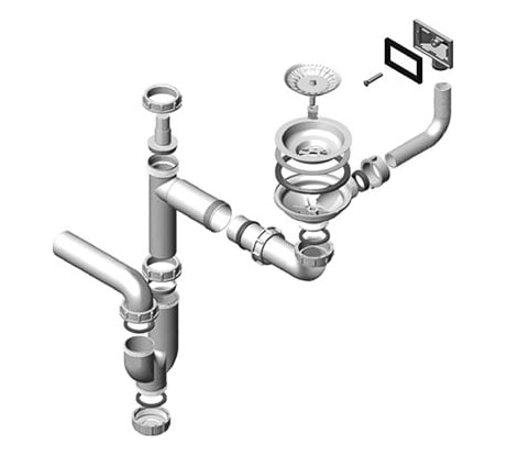 Одинарный сифон для мойки ALVEUS FI 114 c переливом ECO 1102384
