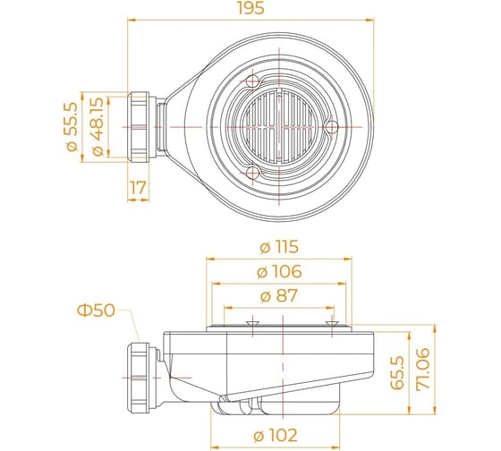 Сифон для поддонов с переходником RGW S-16 44241600-01