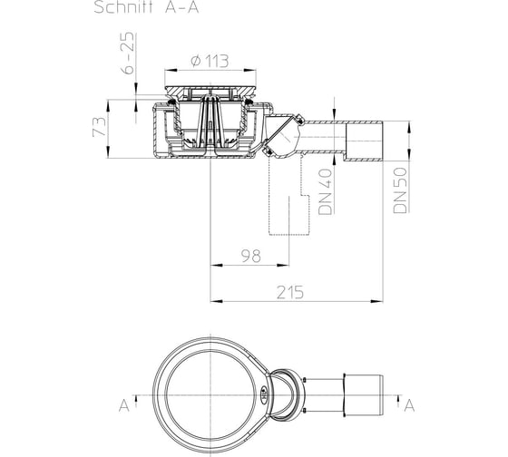 Сифон для душевого поддона HL Q(гор) = 0.6 л/c 520F