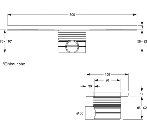 Дренажный канал MEPA Duschrinne 80 см 150303
