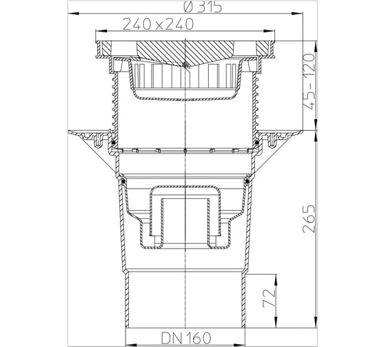 Трап ПП для гаражей и подвалов, DN160 HL 616W/5
