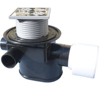 Трап проходной с 3-мя входами с обратным клапаном с решеткой 115x115 мм, DN75/110 HL 70